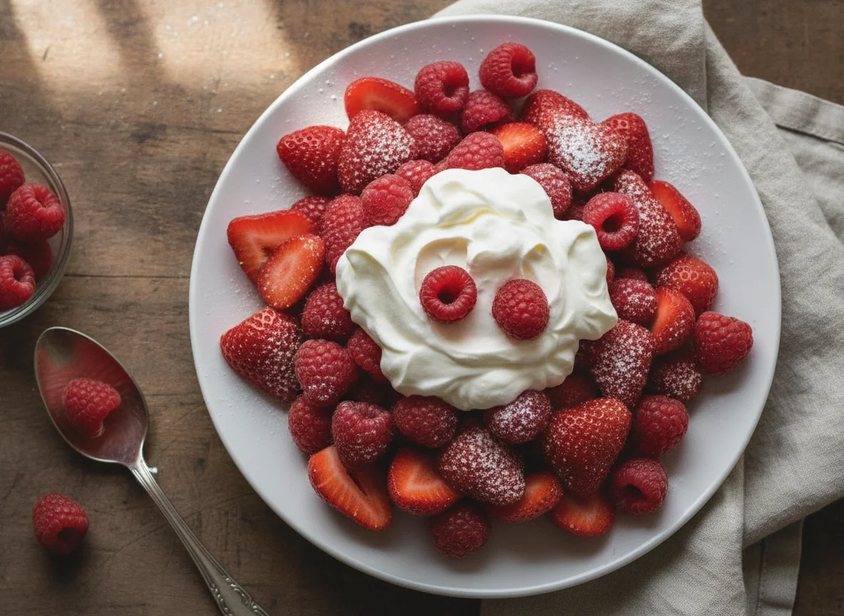 Mixed Berries with Whipped Cream photo