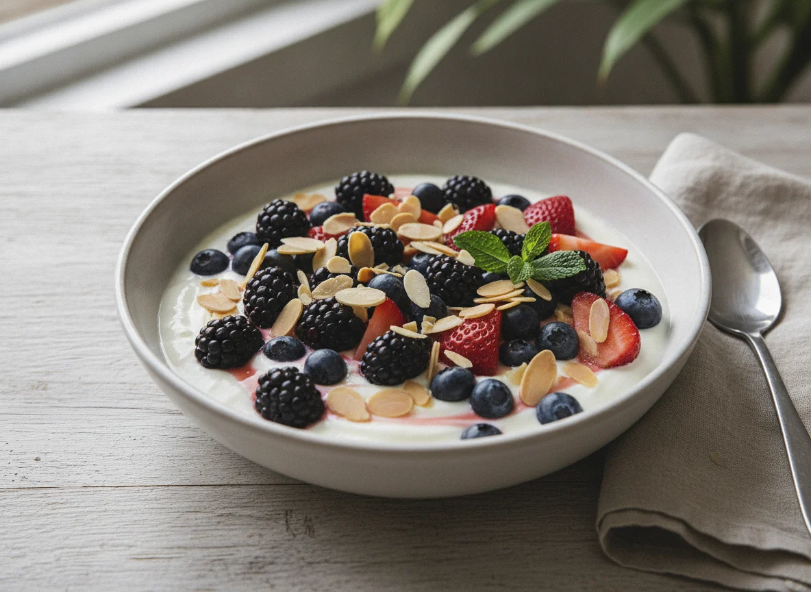 Mixed Berry and Almond Yogurt Bowl photo