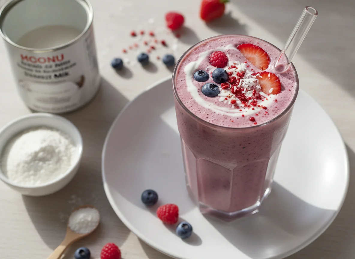 Mixed Berry Protein Smoothie with Coconut Milk photo