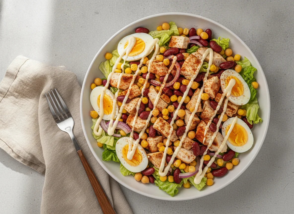 Mixed Chicken and Bean Salad Bowl photo