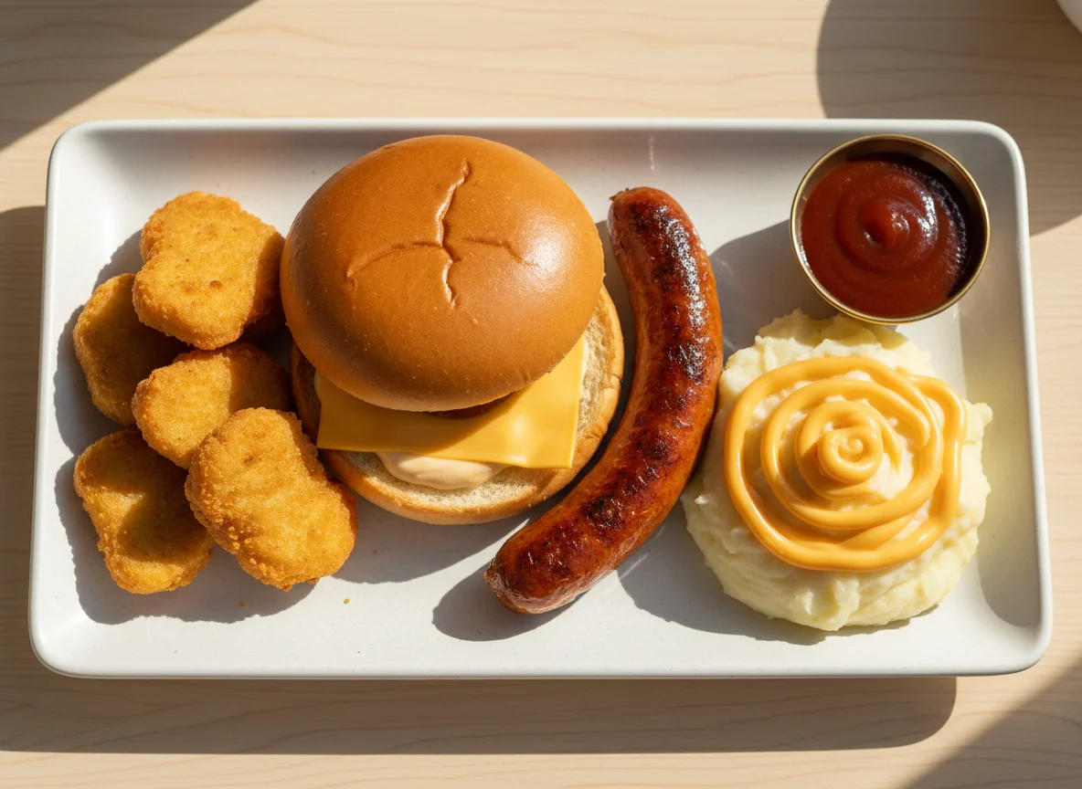 Mixed Fast Food Meal with Sausages photo