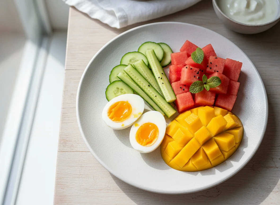 Mixed Fruit and Egg Plate photo