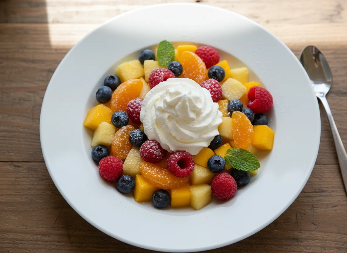 Mixed Fruit Salad with Cream photo
