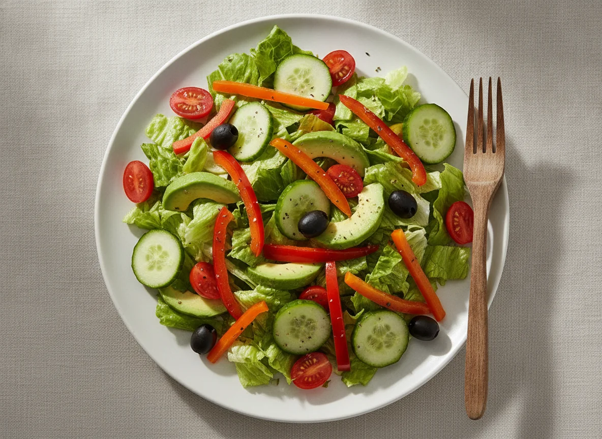 Mixed Garden Salad with Avocado and Olives photo