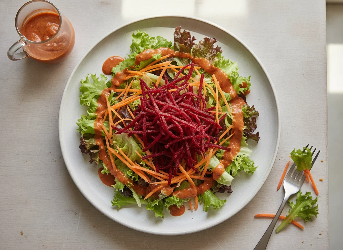 Mixed Garden Salad with French Dressing photo