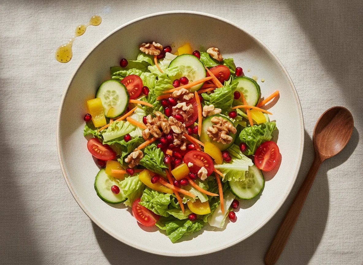 Mixed Garden Salad with Walnuts and Pomegranate photo
