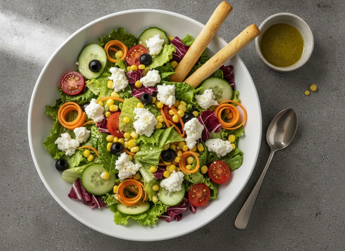 Mixed Garden Salad with White Cheese photo