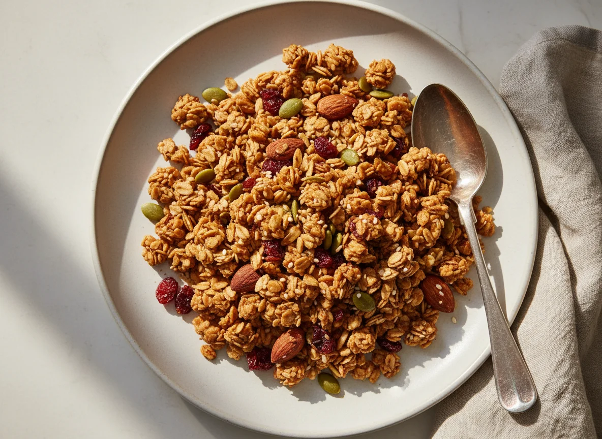 Mixed Granola with Nuts and Dried Fruit photo