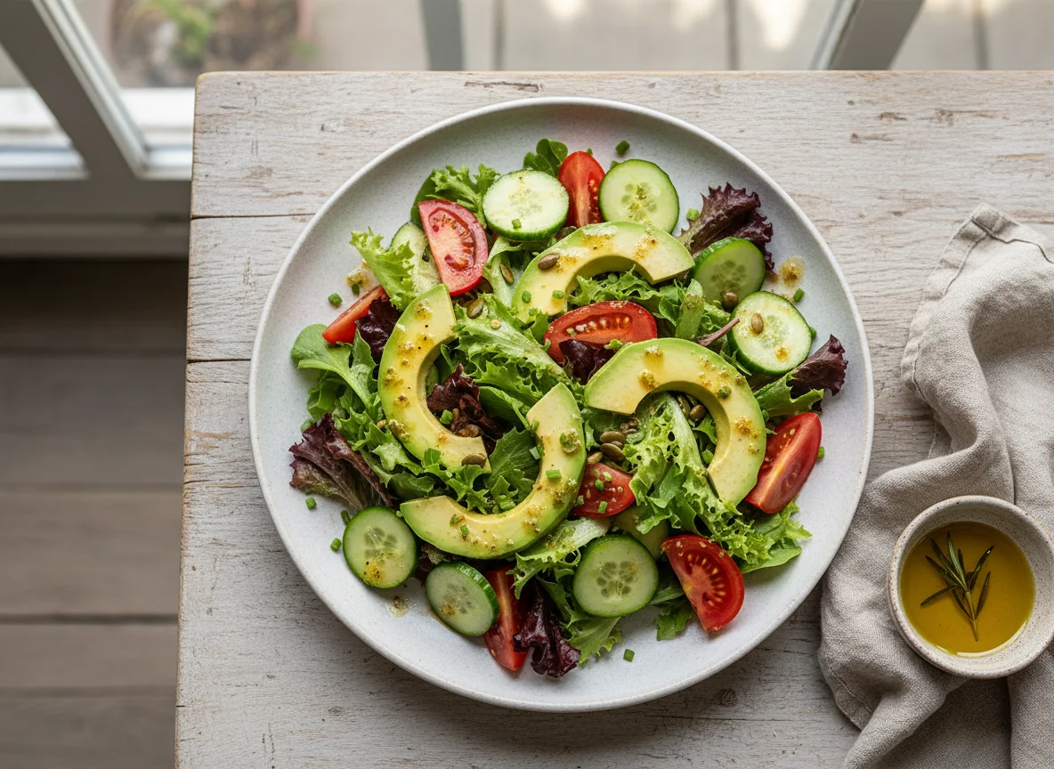 Mixed Green Salad with Avocado photo