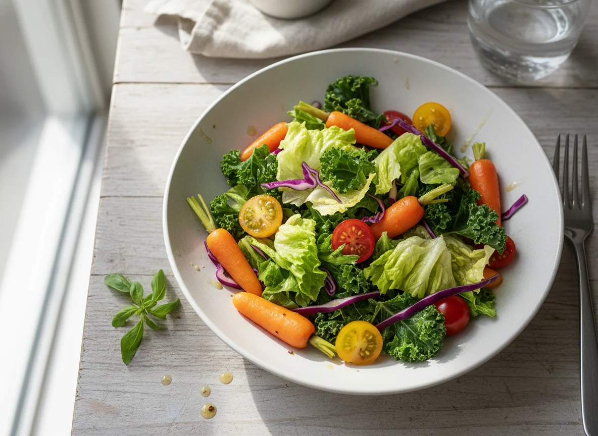 Mixed Green Salad with Baby Carrots photo