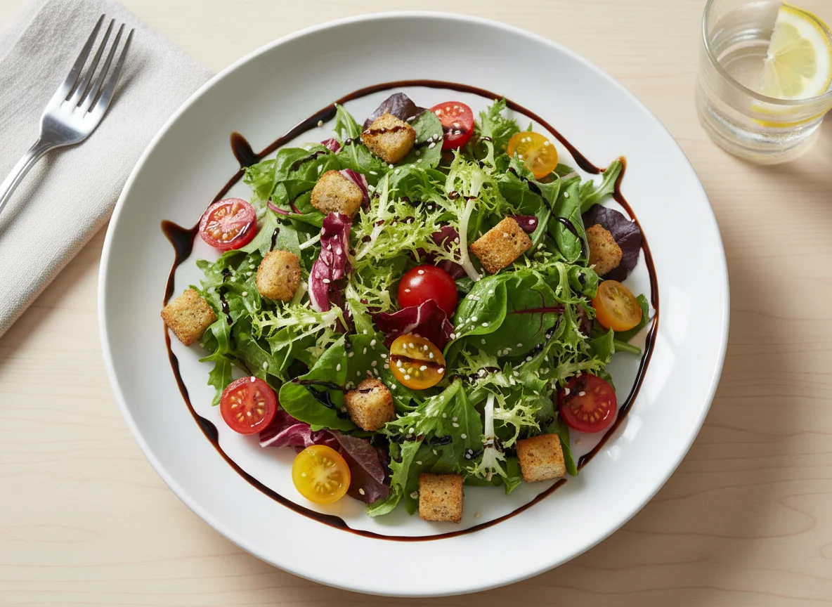 Mixed Green Salad with Balsamic Glaze photo