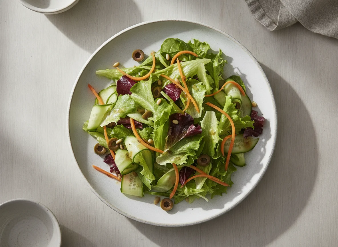 Mixed Green Salad with Carrots and Cucumber photo