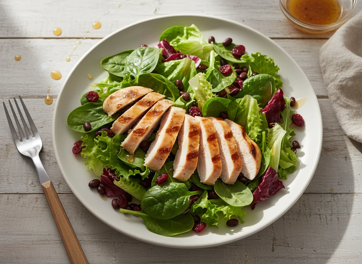 Mixed Green Salad with Chicken and Cranberries photo