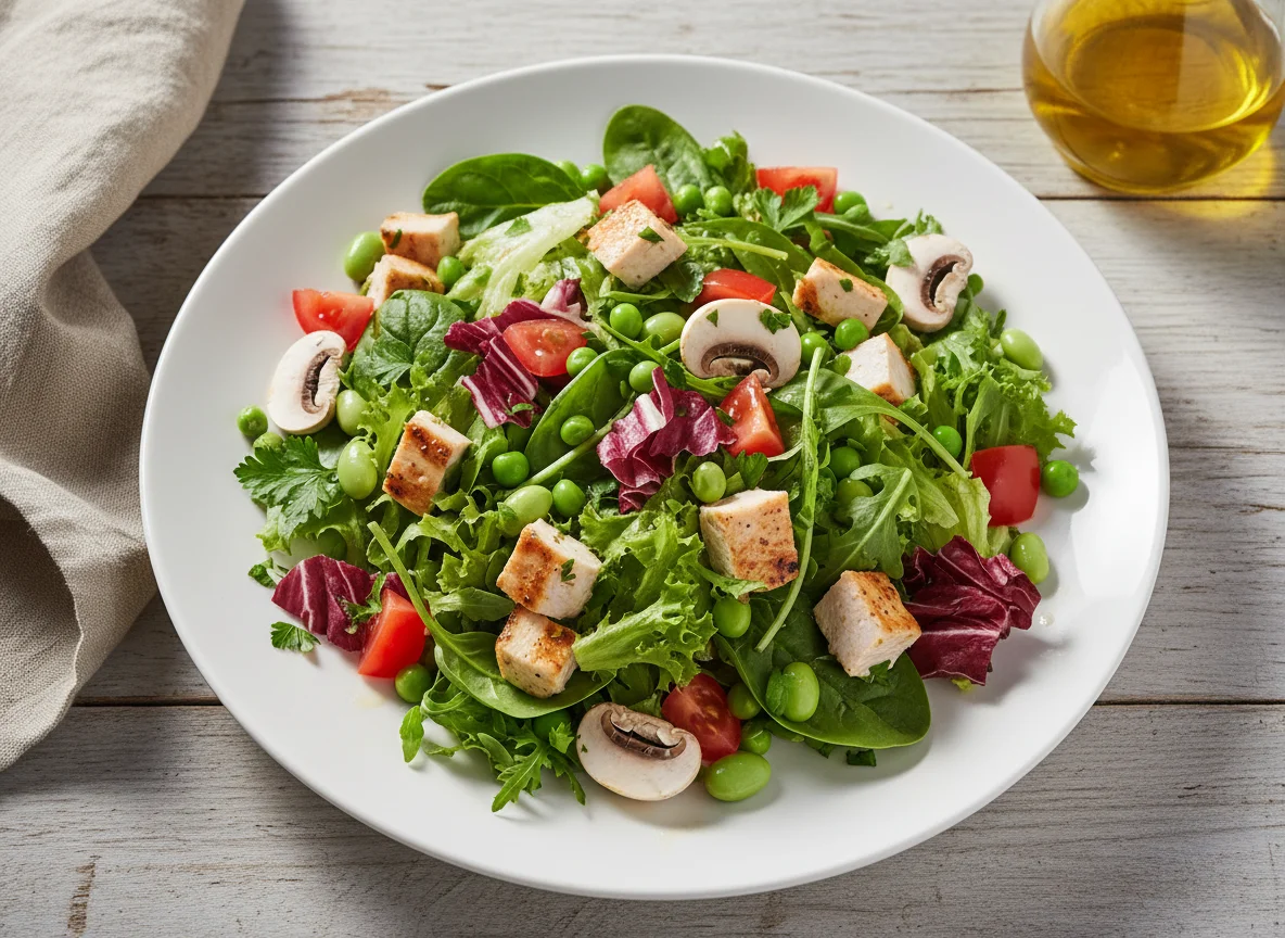 Mixed Green Salad with Chicken and Vegetables photo