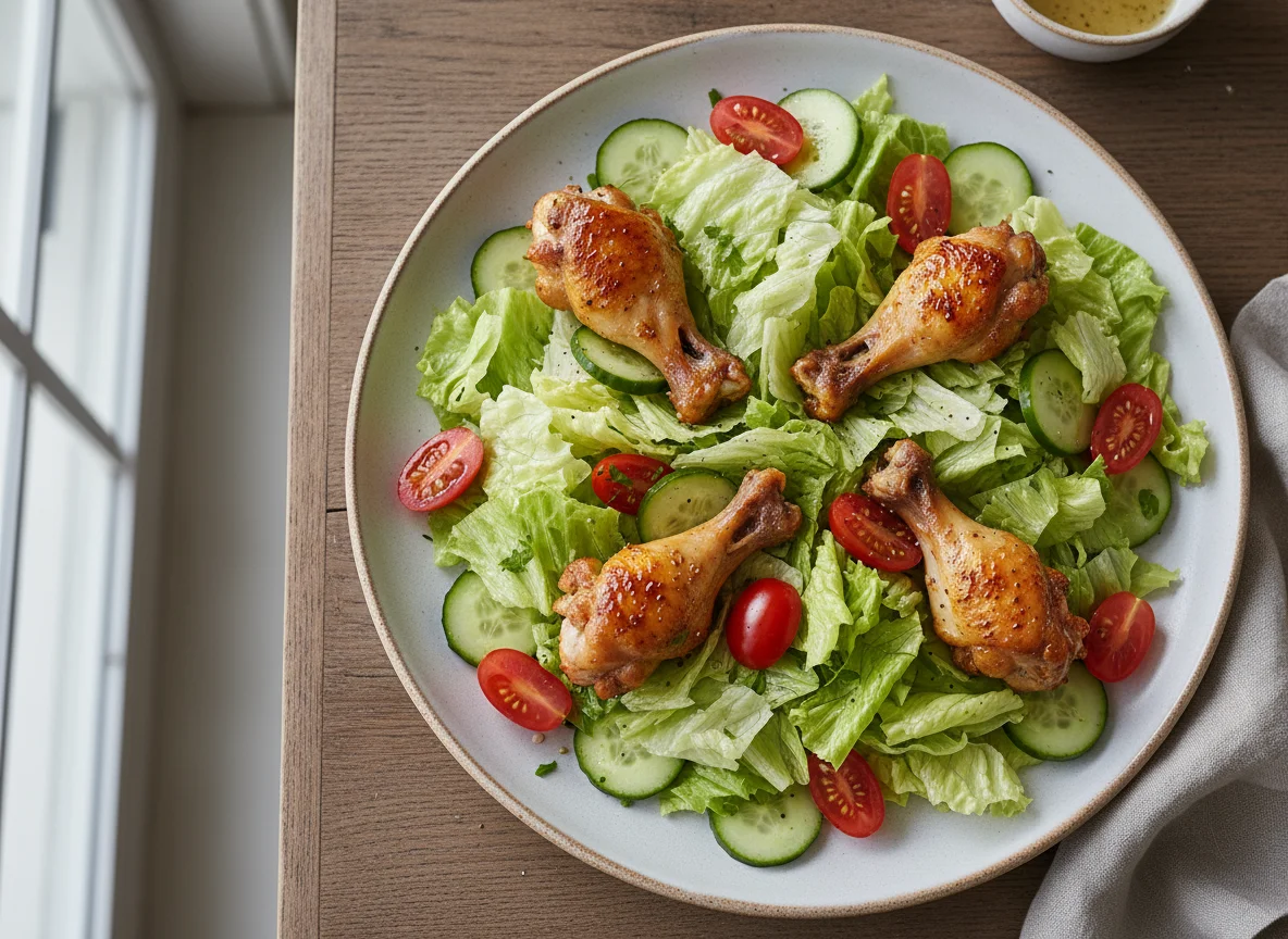 Mixed Green Salad with Chicken Wings photo