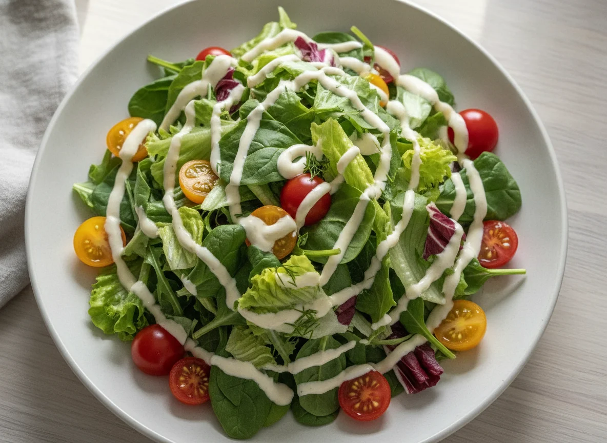 Mixed Green Salad with Creamy Dressing photo