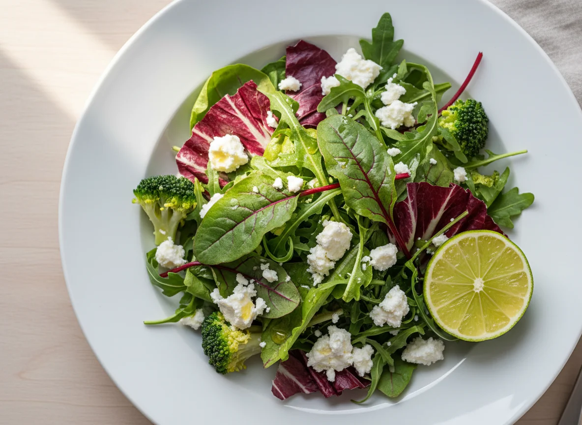 Mixed Green Salad with Feta and Lime photo