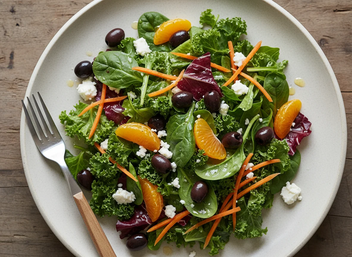 Mixed Green Salad with Mandarin Oranges and Feta photo
