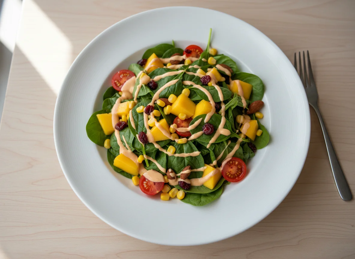 Mixed Green Salad with Mango and Cranberries photo
