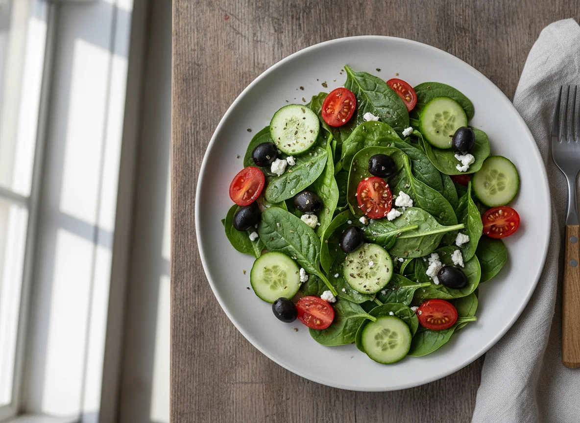 Mixed Green Salad with Olives photo