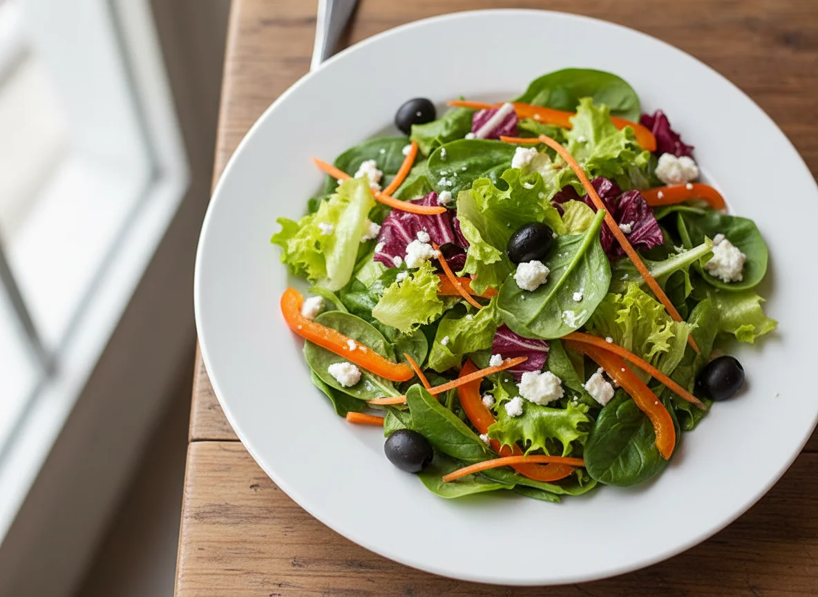 Mixed Green Salad with Orange Bell Peppers photo