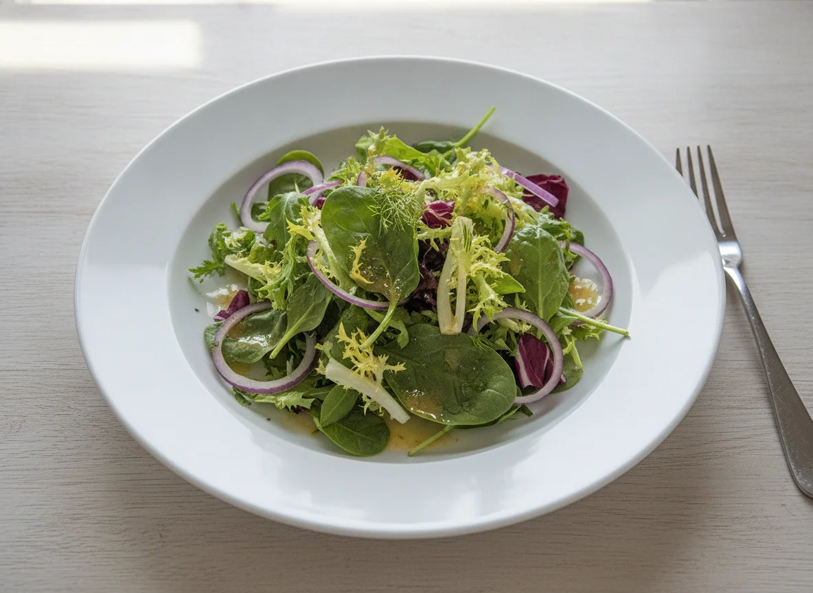 Mixed Green Salad with Red Onion photo