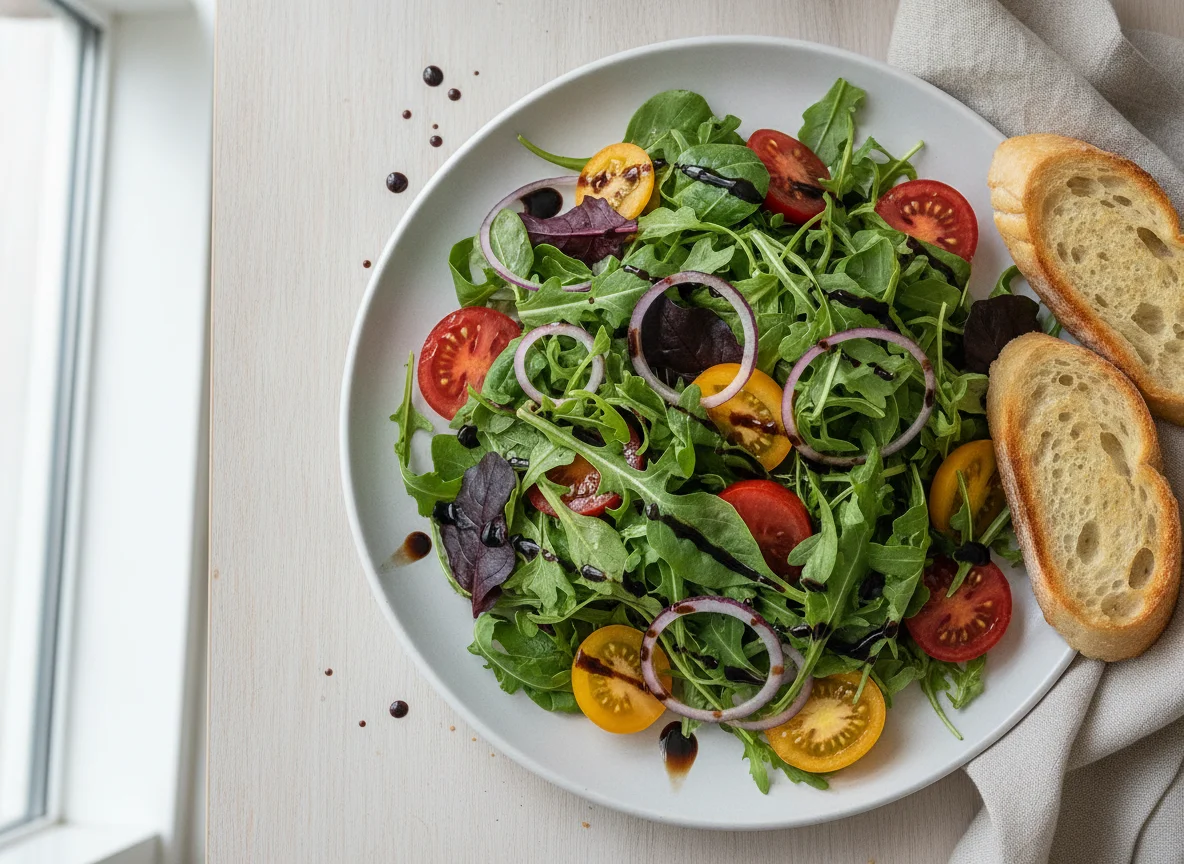 Mixed Green Salad with Tomato and Red Onion photo
