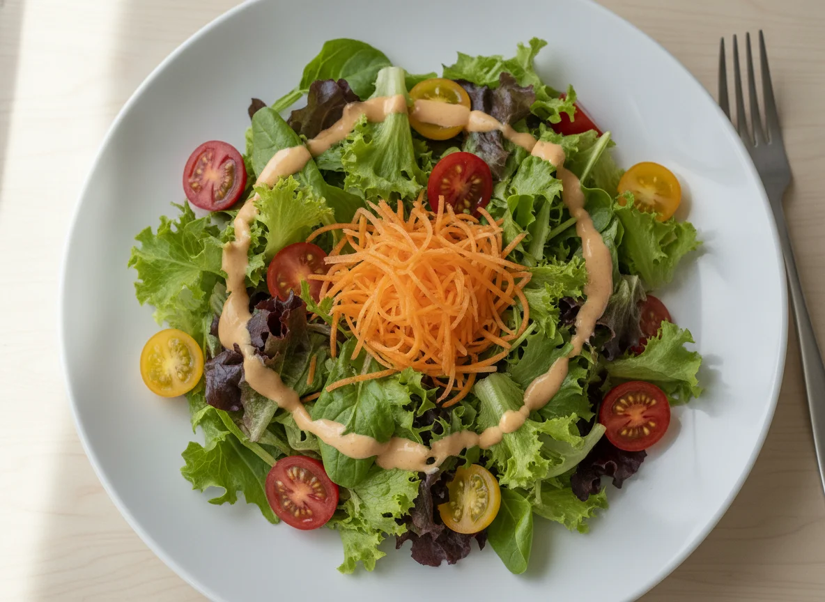 Mixed Green Salad with Tomatoes and Carrots photo