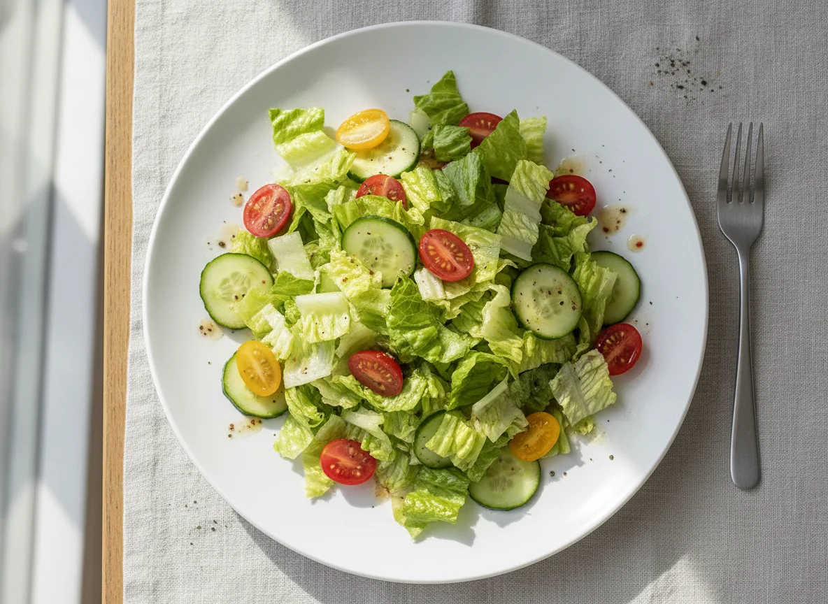 Mixed Green Salad with Tomatoes and Cucumber photo