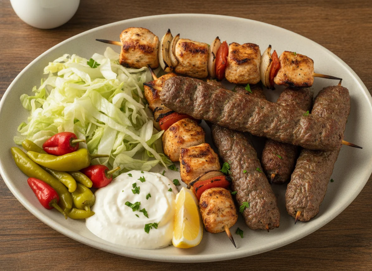 Mixed Grill Platter with Chicken and Beef Kabobs photo