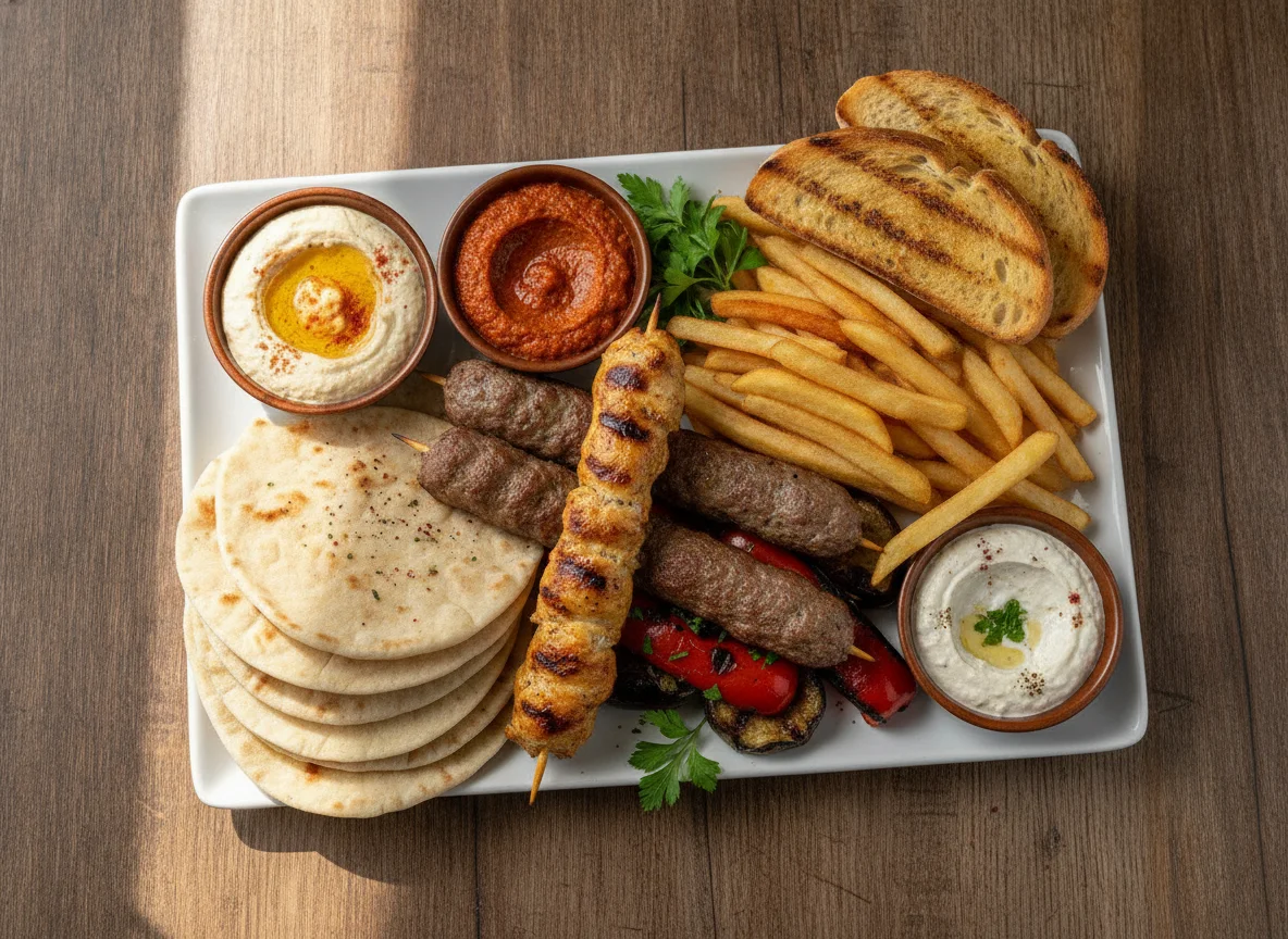 Mixed Grill Platter with Dips and Fries photo