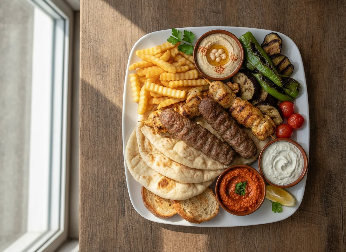 Mixed Grill Platter with Fries and Dips photo