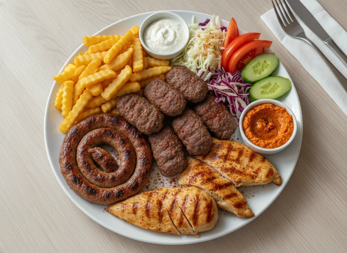 Mixed Grill Platter with Salad and Fries photo