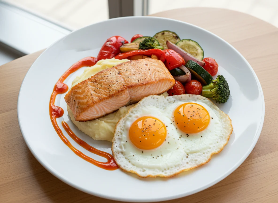 Mixed Grill with Eggs and Mash photo