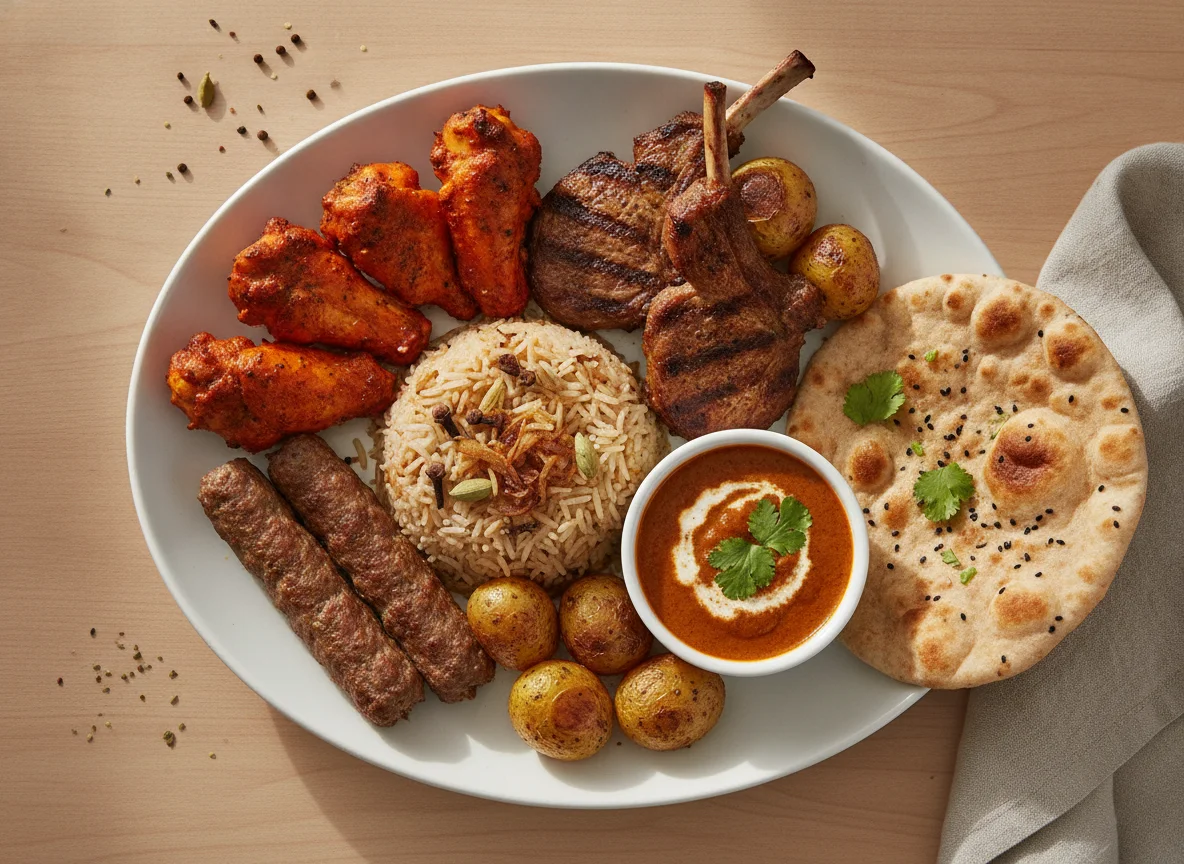 Mixed Grill with Pilau Rice and Naan photo