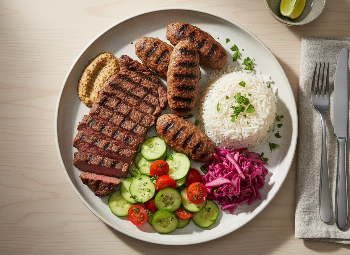 Mixed Grill with Rice and Salad photo