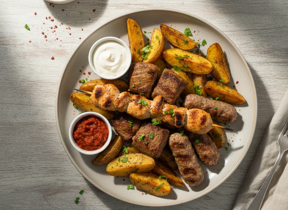 Mixed Grilled Meats and Potatoes photo