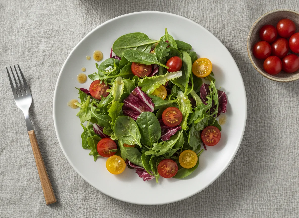 Mixed Leaf Salad with Cherry Tomatoes photo