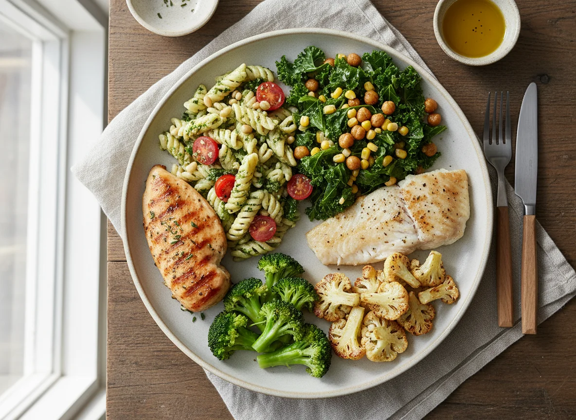 Mixed Meal with Chicken and Fish photo