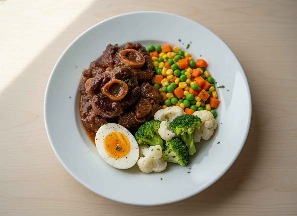 Mixed Meal with Oxtail and Vegetables photo