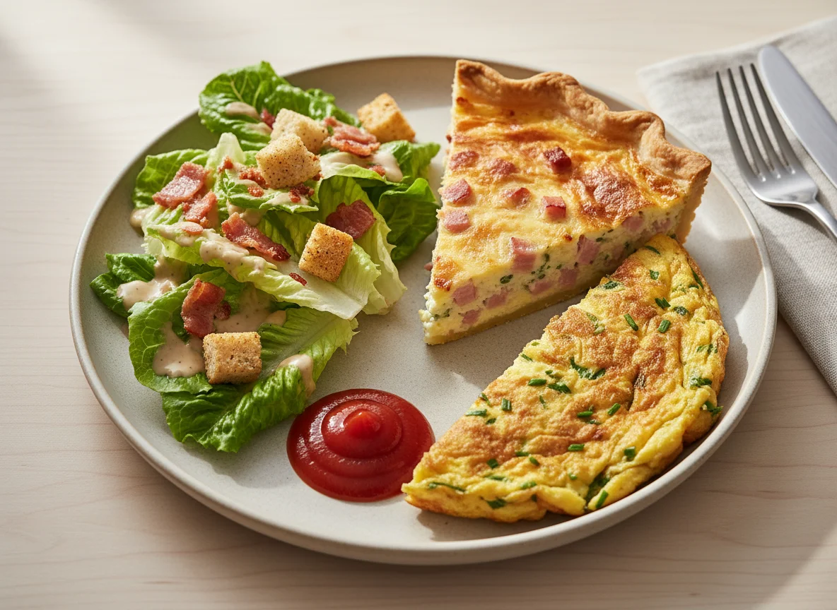 Mixed Meal with Salad and Quiche photo