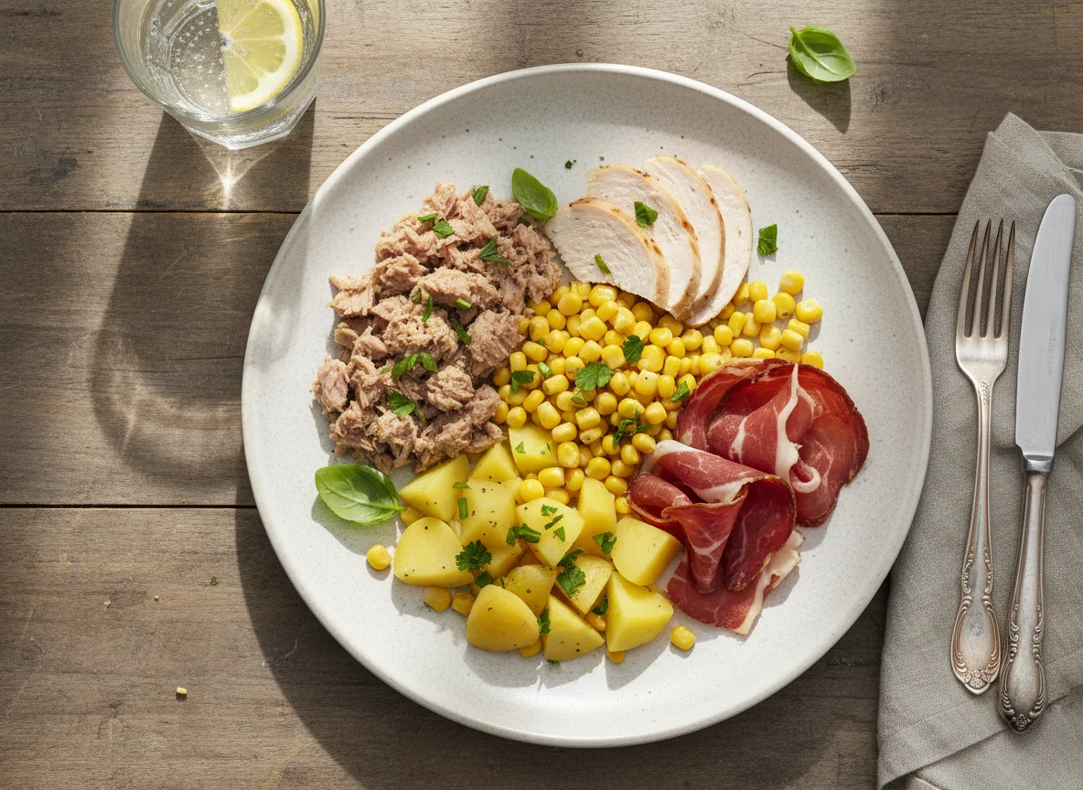 Mixed Meal with Tuna Salad and Deli Meats photo