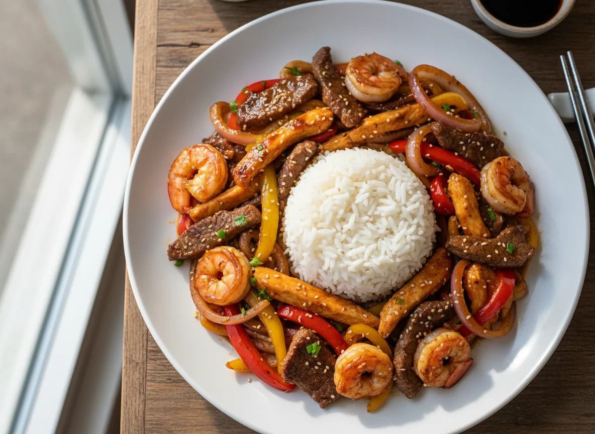 Mixed Meat and Seafood with Rice photo