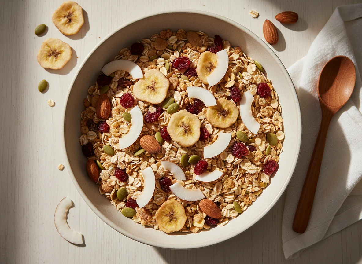 Mixed Muesli with Dried Fruits and Nuts photo
