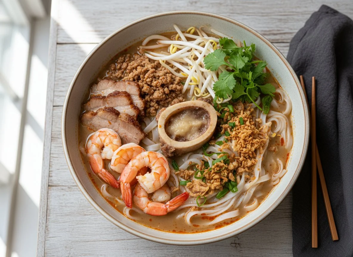 Mixed Noodle Soup with Pork, Shrimp, and Bone Marrow photo