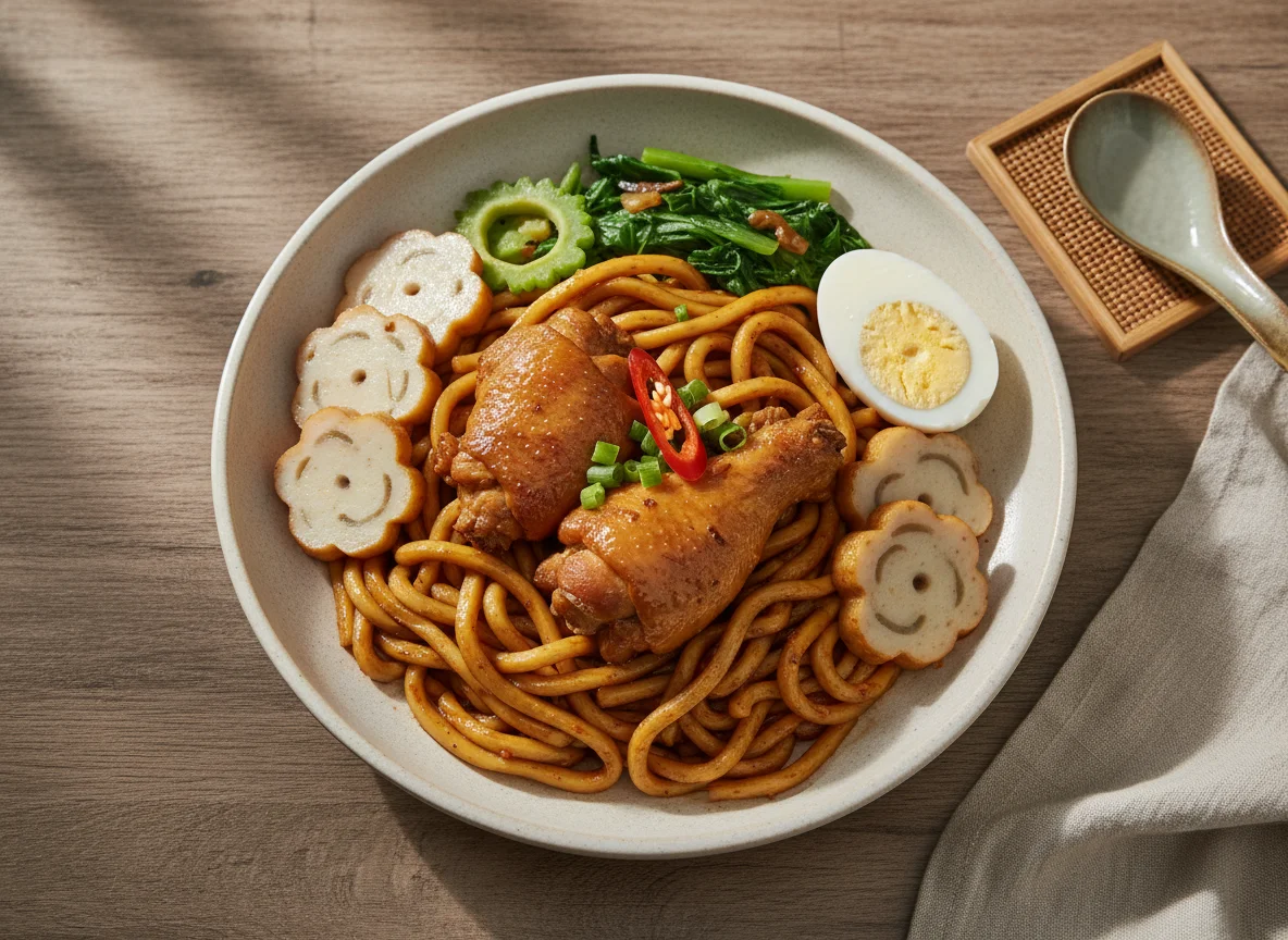 Mixed Noodles with Chicken and Vegetables photo