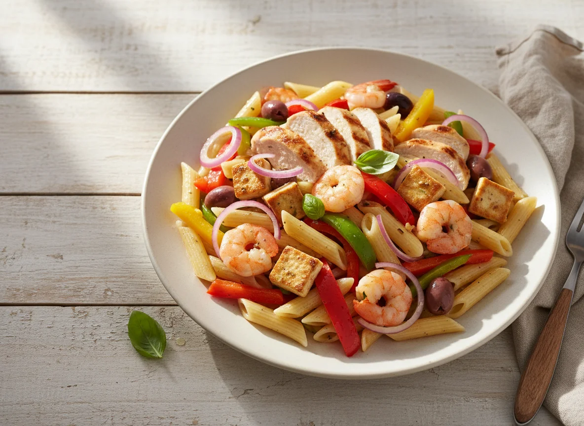 Mixed Protein and Pasta Salad photo