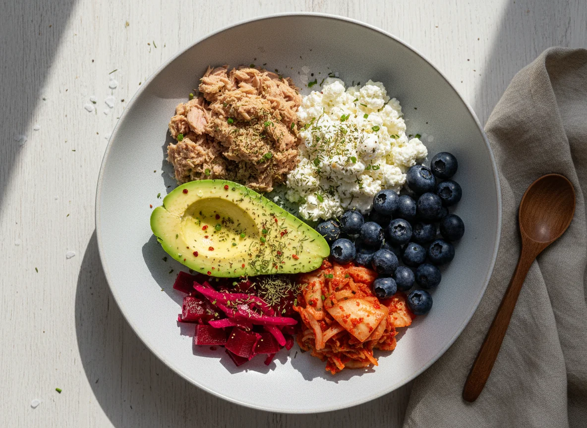 Mixed Protein Bowl with Tuna and Cottage Cheese photo
