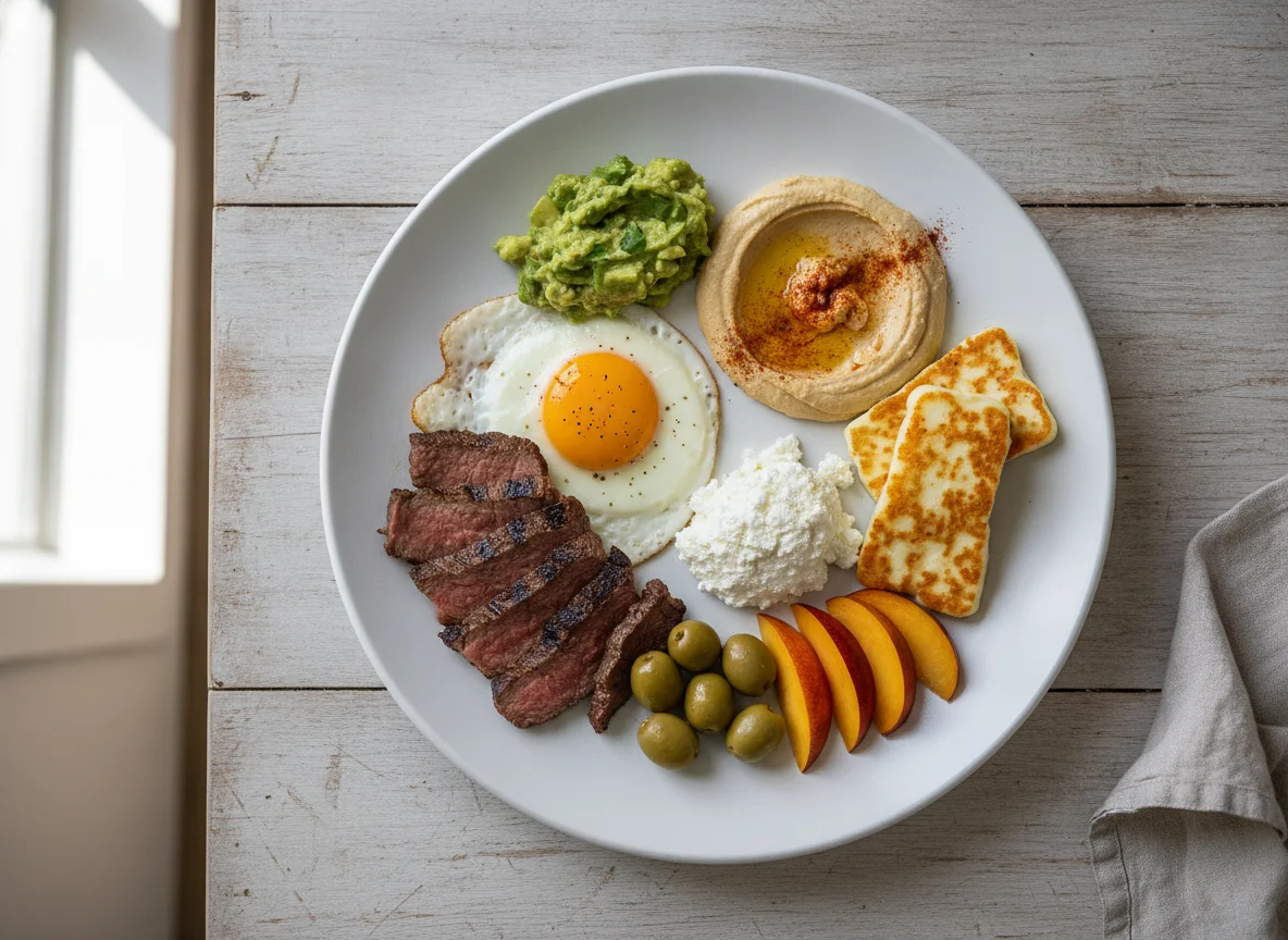 Mixed Protein Plate with Avocado and Cottage Cheese photo