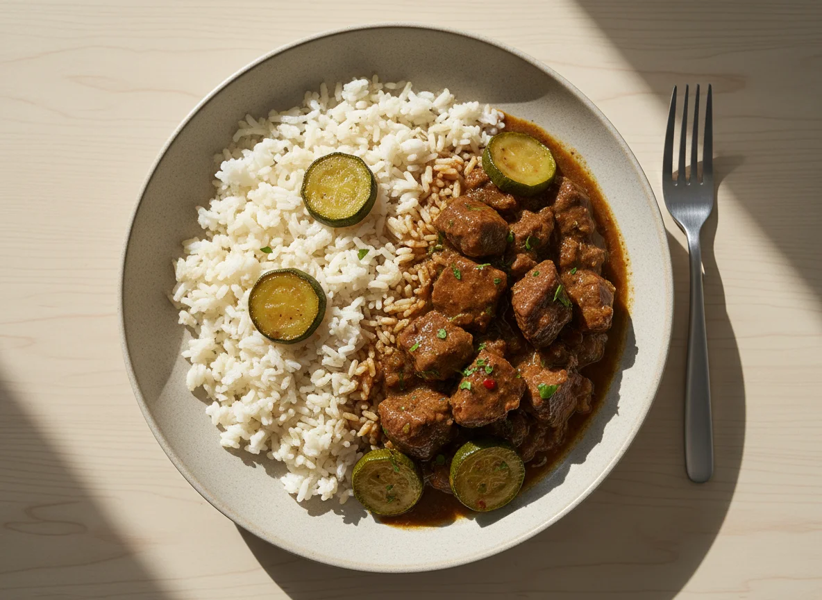 Mixed Rice and Meat Stew with Courgette photo